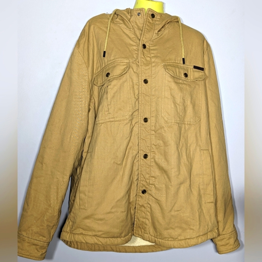 NEW Outdoor Mens Canvas Sherpa Lined Jacket Sz L beige